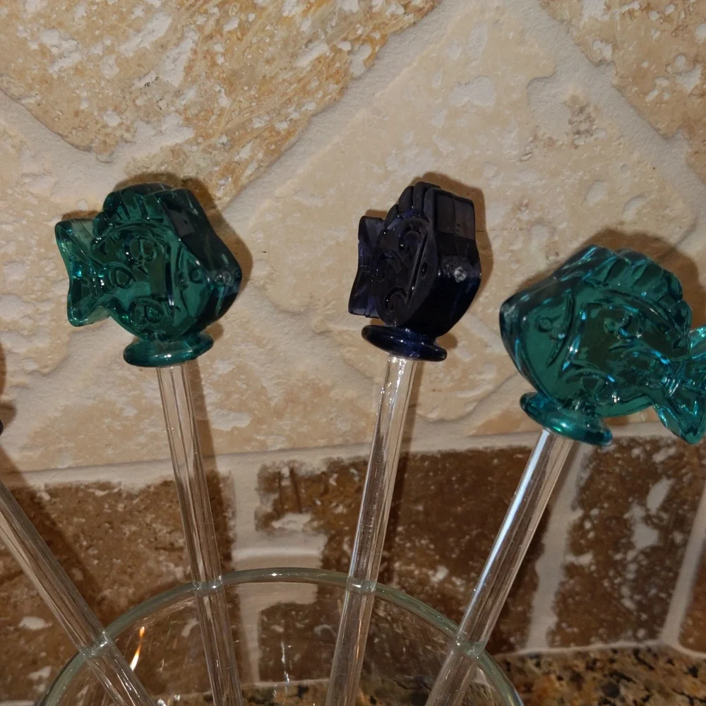 Fish Stir Swizzle Sticks Tropical Drinks Party Barware Party Translucent Acrylic